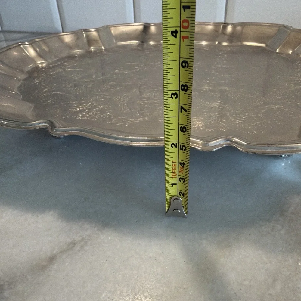 Vtg Leonard Silver Plate Footed Serving Tray Vanity Display 14